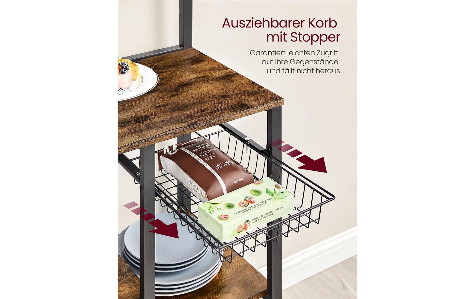 Küchenregal 90 cm x 167.3 cm, Braun/Schwarz<br>Küchenorganizer