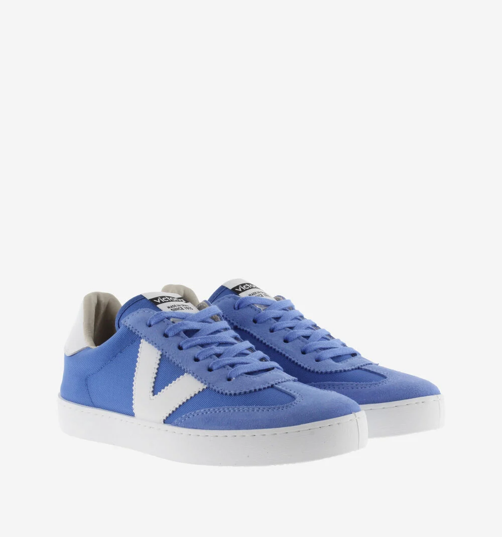 BERLÍN CUIR FENDU & NYLON Baskets monochromes unisexes AZUL