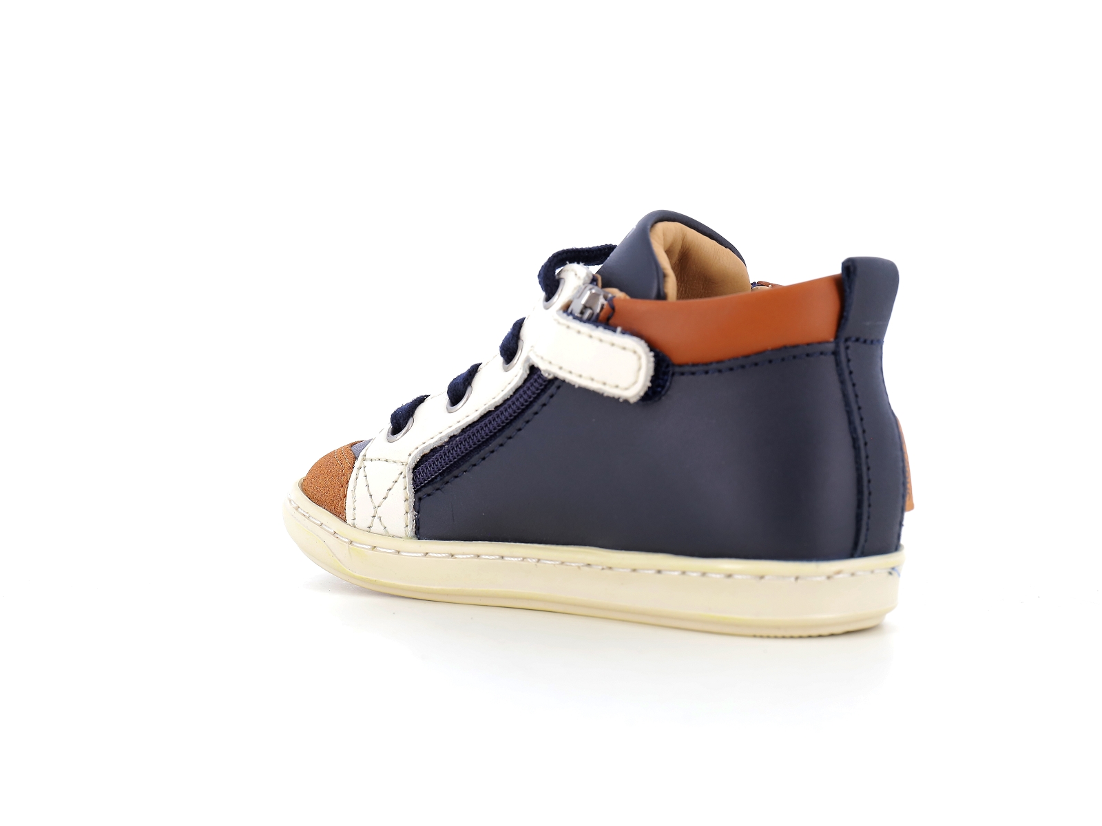 Shoopom-BOUBA BI ZIP Cuir Marine-Blanc