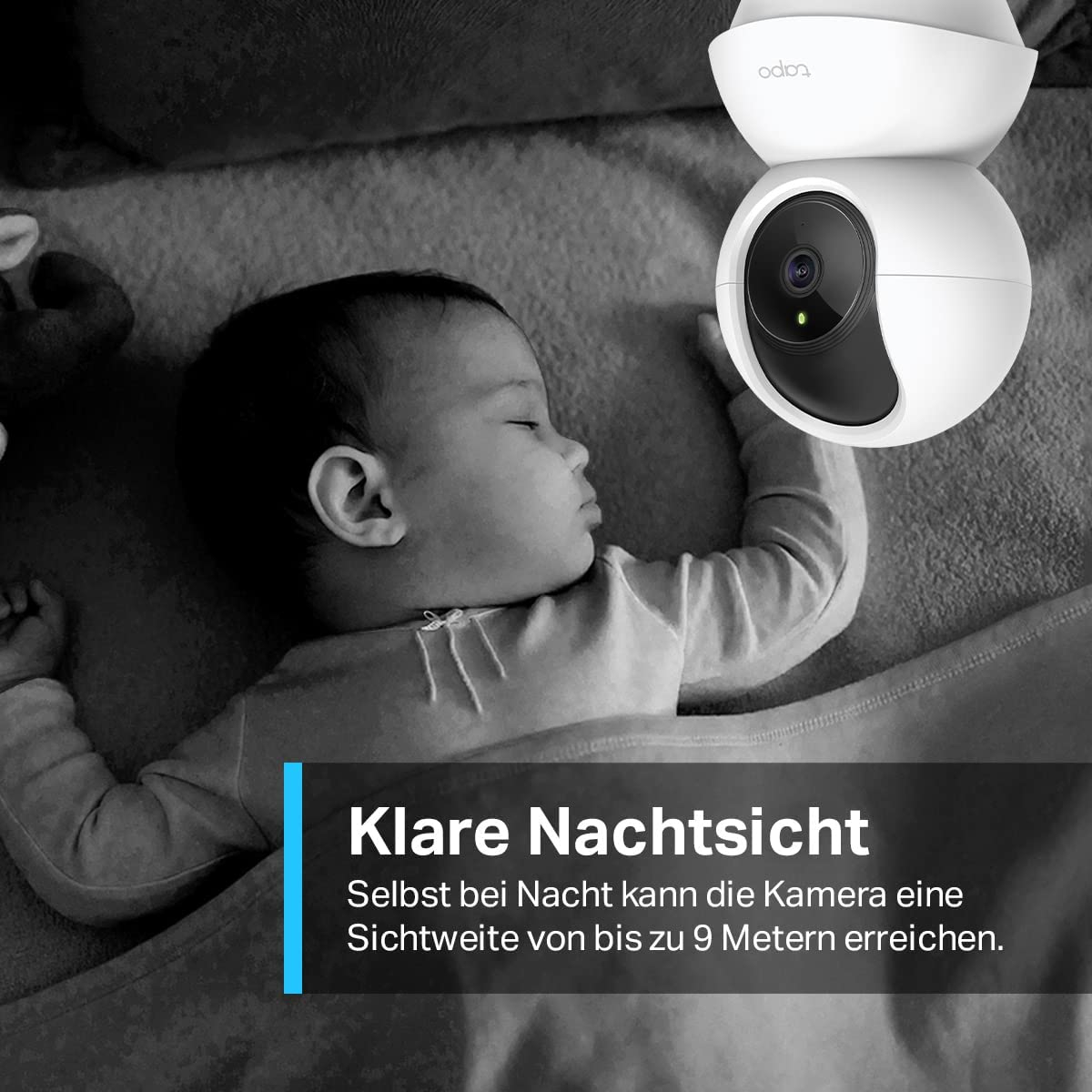 Tapo C200 Home Security WiFi Kamera 2K (1920x1080p) Nachtsichtfunktion und Bewegungserkennung / Audio / Micro SD / (iOS/Android) - Weiss