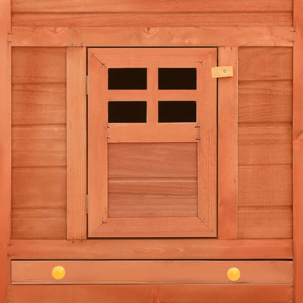Clapier d'extérieur avec piste 250 x 192 x 105 cm bois de sapin solide marron