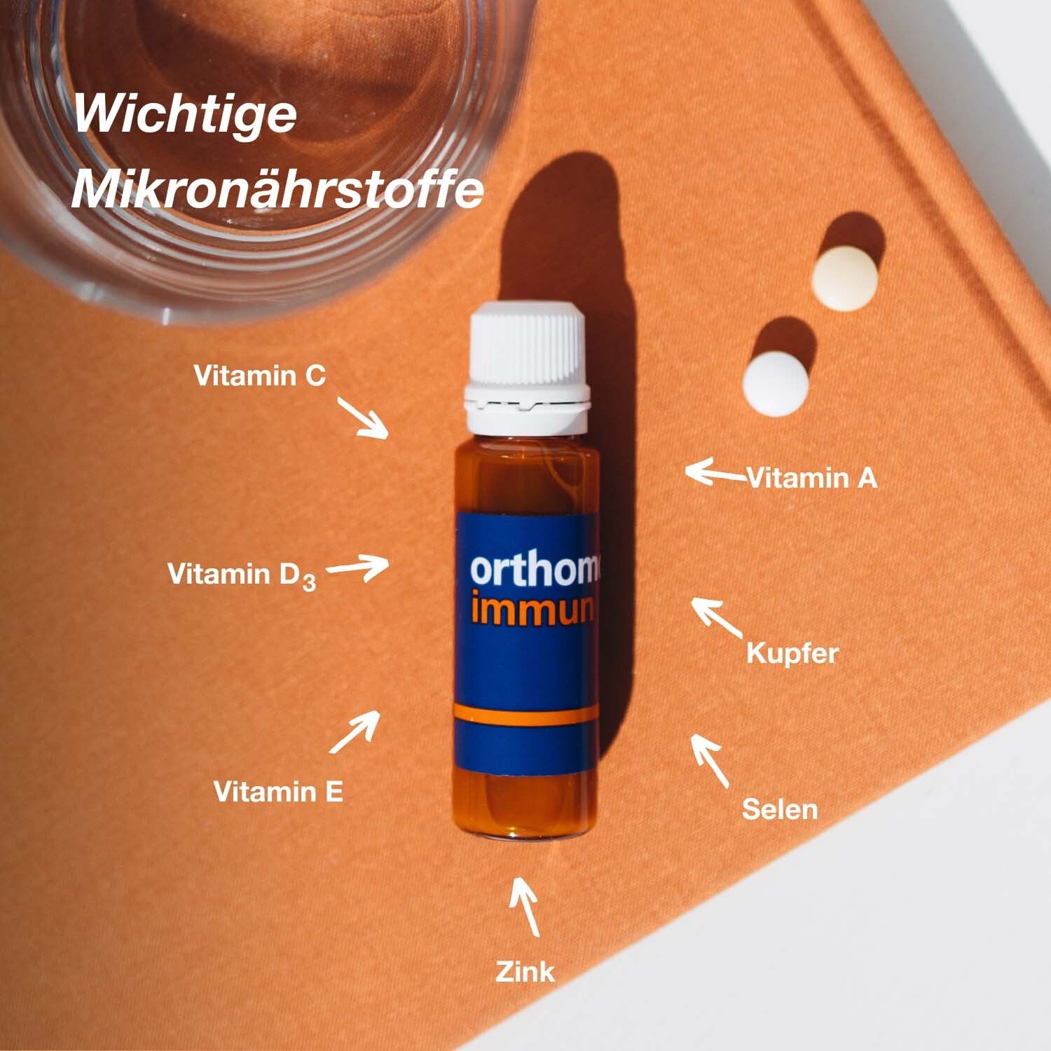 Orthomol Immun - Mikronährstoffe zur Unterstützung des Immunsystems - mit Vitamin C, Vitamin D und Zink - Trinkampullen/Tabletten