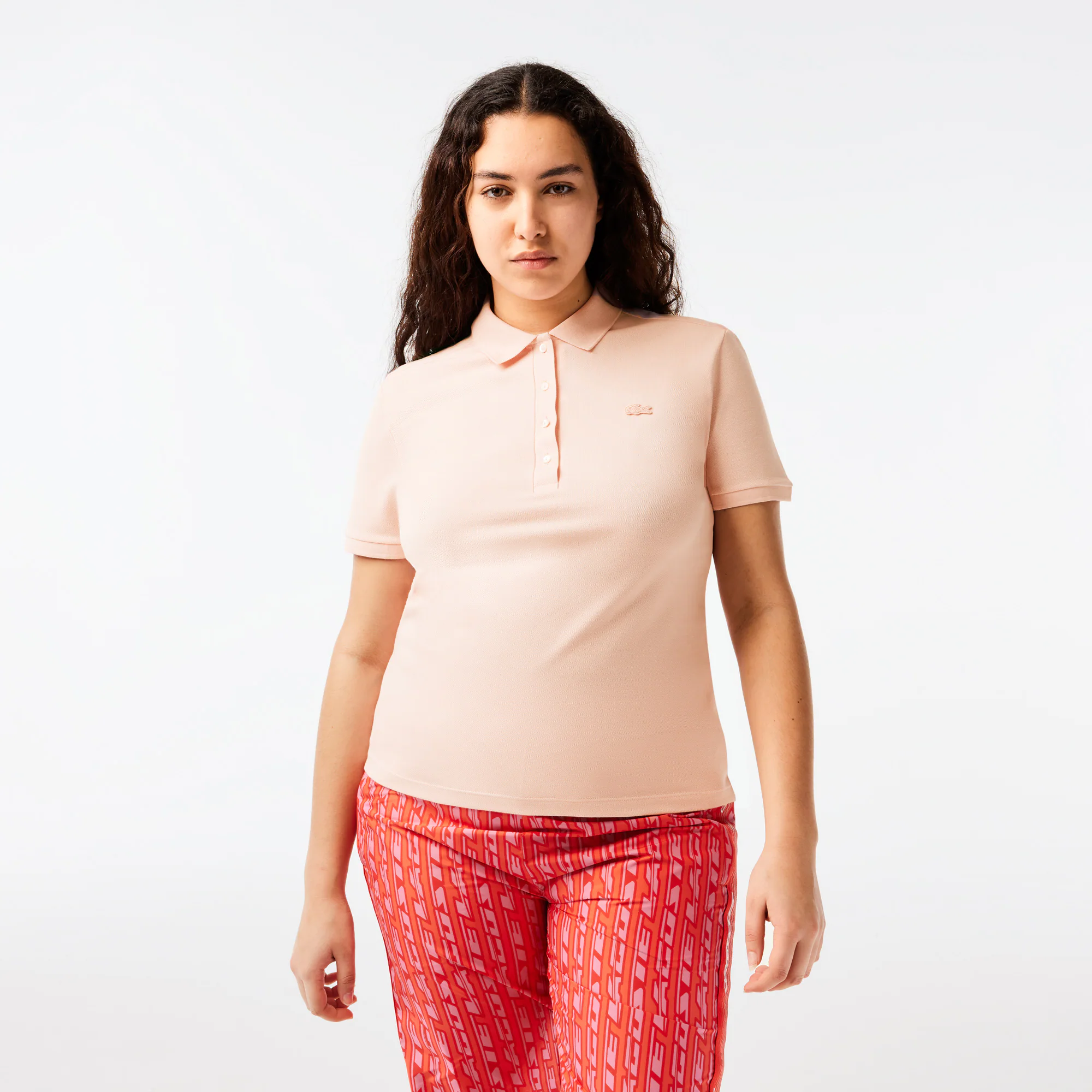 Slim Fit Damen LACOSTE Poloshirt aus Stretch-Baumwoll-Piqué Kurze Ärmel - Rosa - Lacoste - Damen