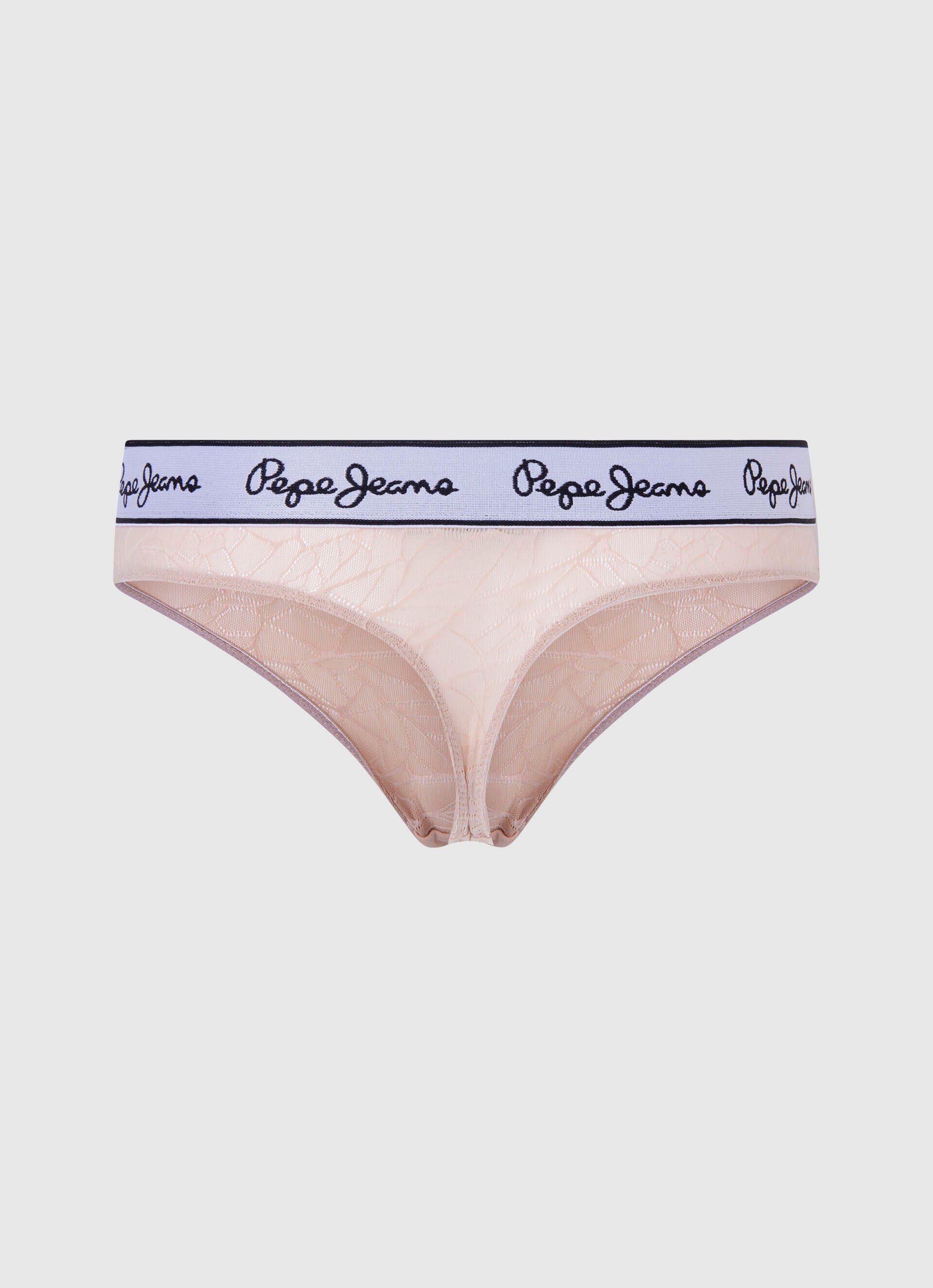 Calcinha fio dental de tela - rosa nude claro