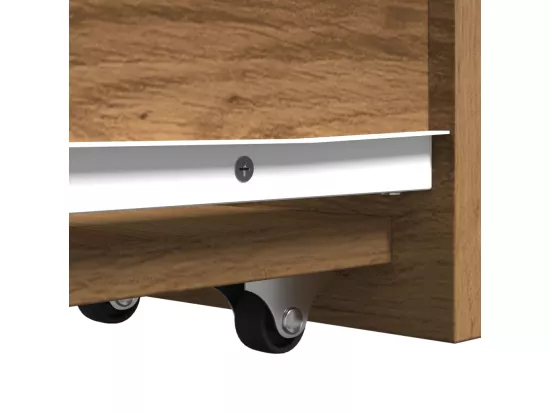 Armoire de salle de bain étroite avec roulettes chêne artisanal