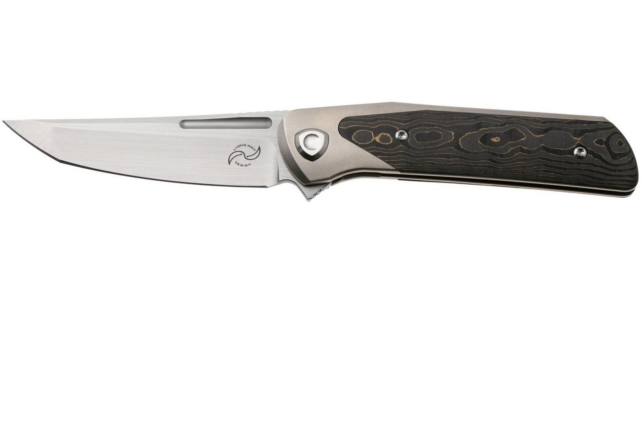 Liong Mah Warrior 3, Satin M390, Gold Camo Carbonfiber Titanium, zakmes