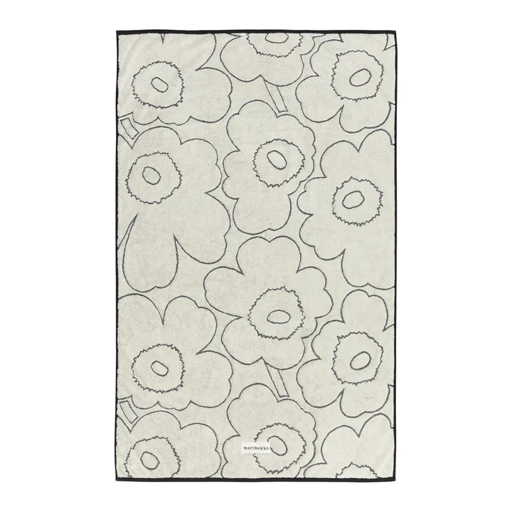 Marimekko - Piirto Unikko Badetuch, 100 x 160 cm, ivory / schwarz
