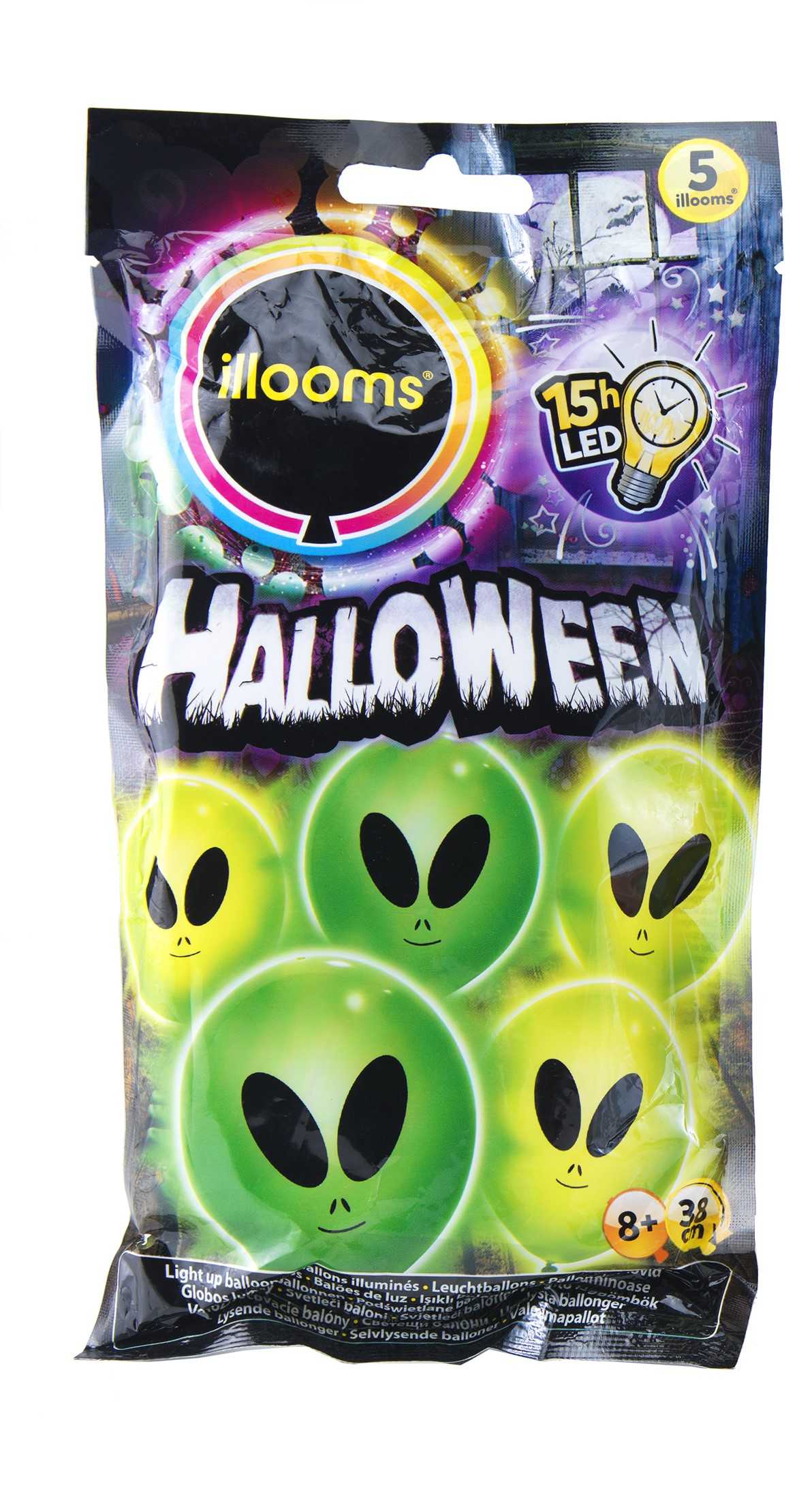 Luftballon LED 3er Halloween Alien