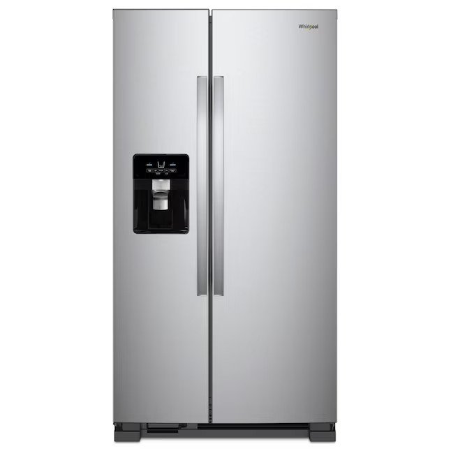 Refrigerador Whirlpool Side-by-Side de 21,4 pés cúbicos com máquina de gelo (aço inoxidável resistente a impressões digitais)
