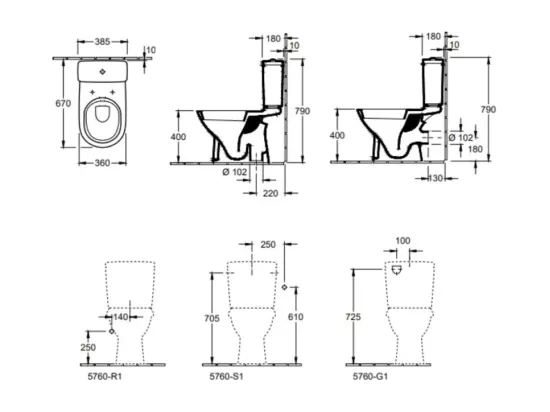 WC à poser sortie verticale VILLEROY ET BOCH O.novo + abattant