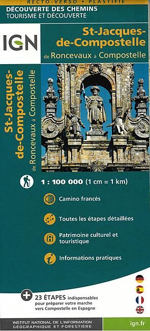 IGN - ST JACQUES RONCEVAUX COMPOSTELLE 1 100 000