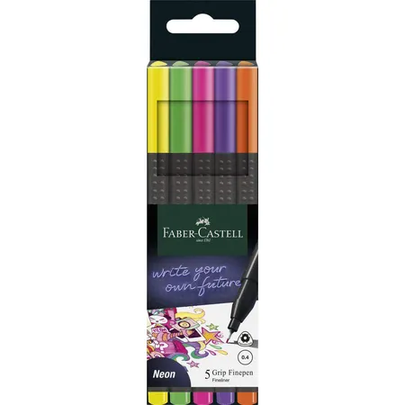 Faber-Castell Grip Finepen neon 5er