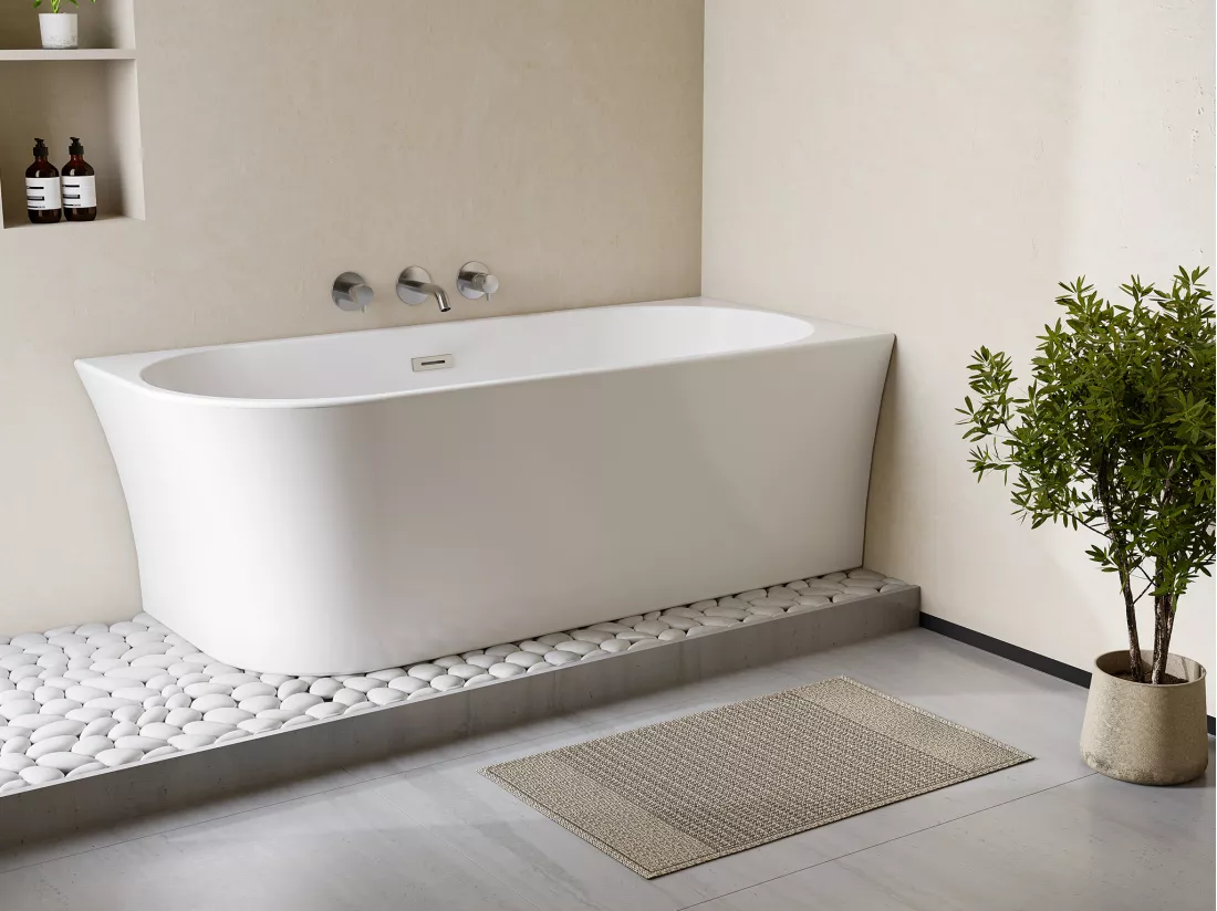 Baignoire d'angle - 201 L - 150 x 75 x 59 cm - Blanche - Acrylique - Angle droit - PONTICOLA