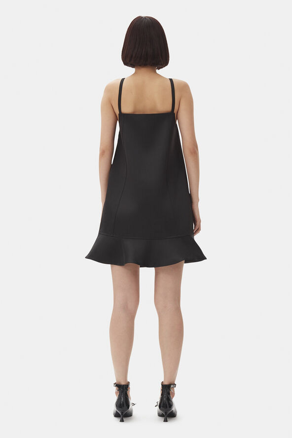 Ganni Duchesse Satin Mini Dress Black