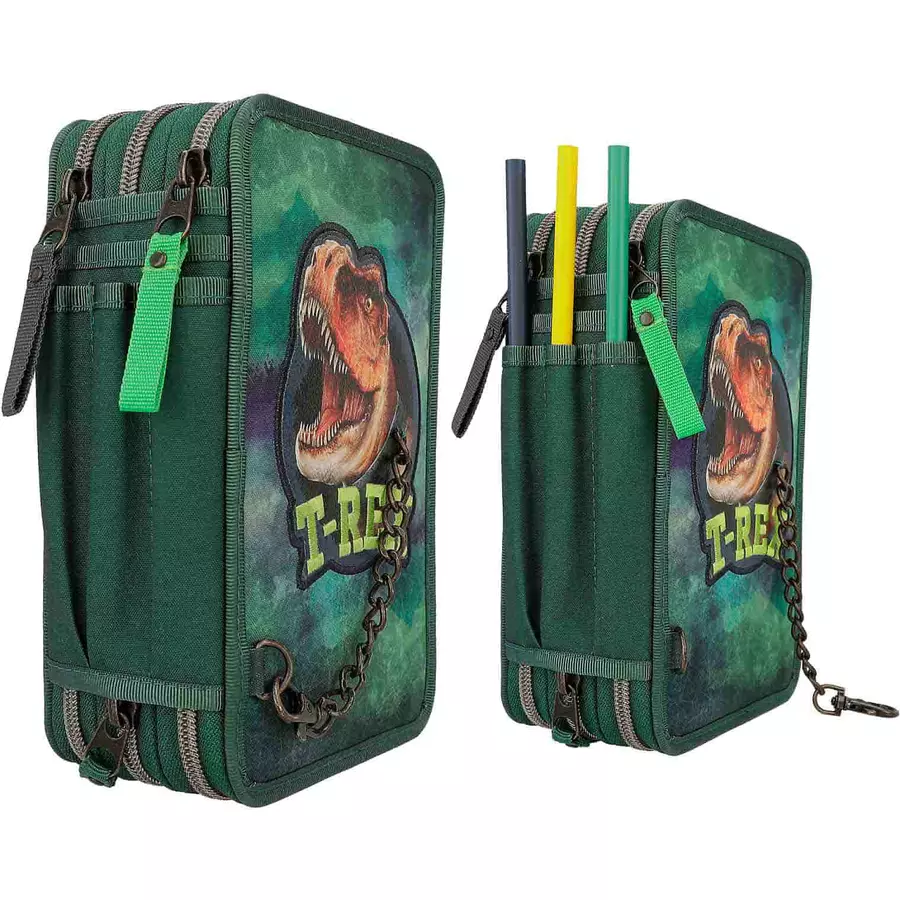 Depesche 3-Fach Federtasche T-Rex Dino World 20 x 13 cm grün