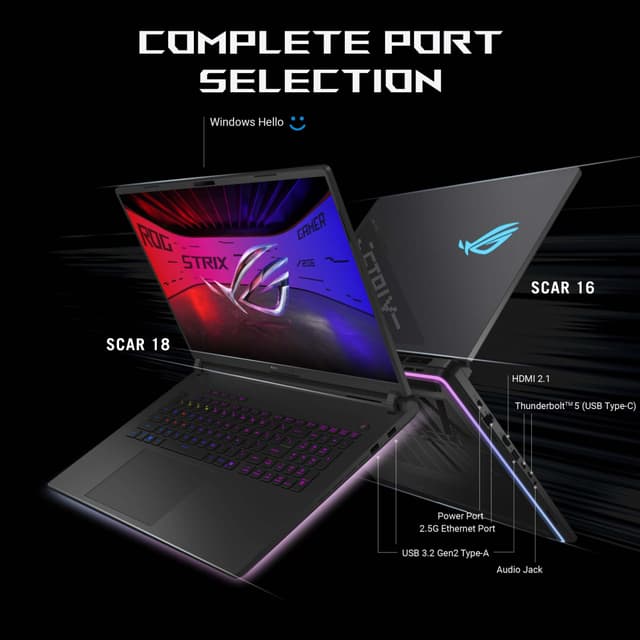 Asus ROG Strix SCAR 18 G835LR U9-285H/32/2TB/5070Ti bærbar gaming computer