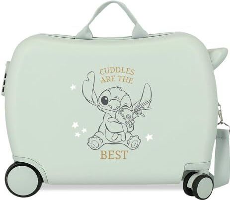 Joumma Disney Stitch-kinderkoffer, 50 x 38 x 20 cm, stijf, 1,8 kg, ABS-zijcombinatiesluiting, 1,8 kg, 38 l, handbagage, Groen, Eén maat, kinderkoffer