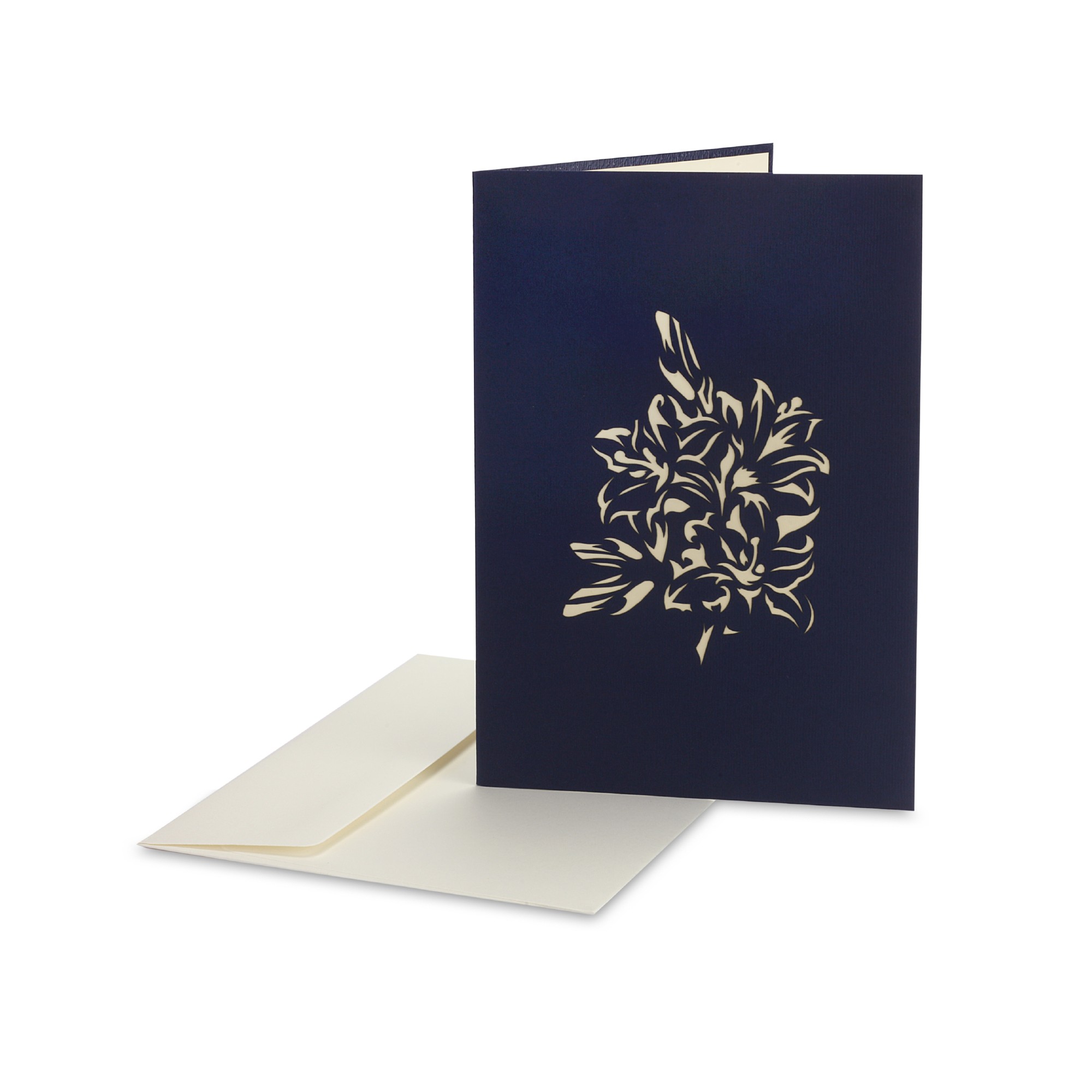 Pop-Up Karte 'Lilien', blau, weiß, L 18 cm, B 13 cm günstig bestellen