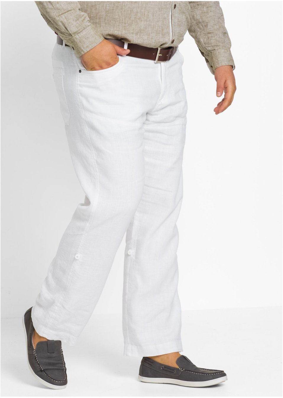 Pantalon lin Regular Fit, longueur modulable