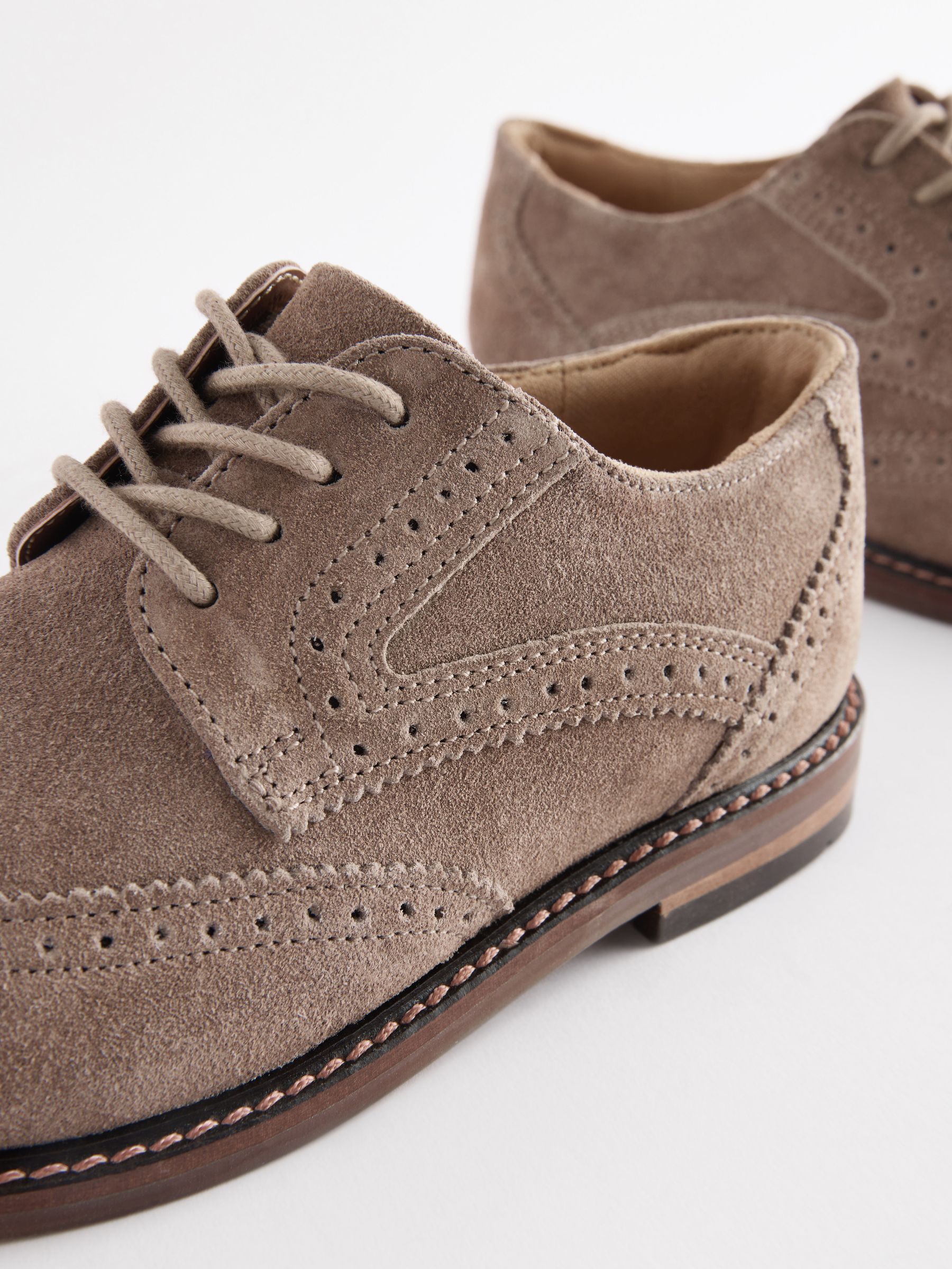 Neutraal suède - Leren Brogue schoenen met veters
