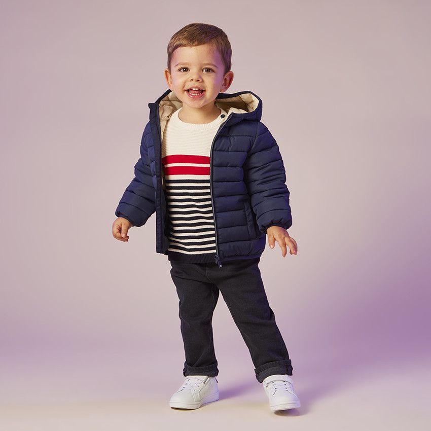 Doudoune rembourrée à capuche pour bébé garçon - Bleu marine
