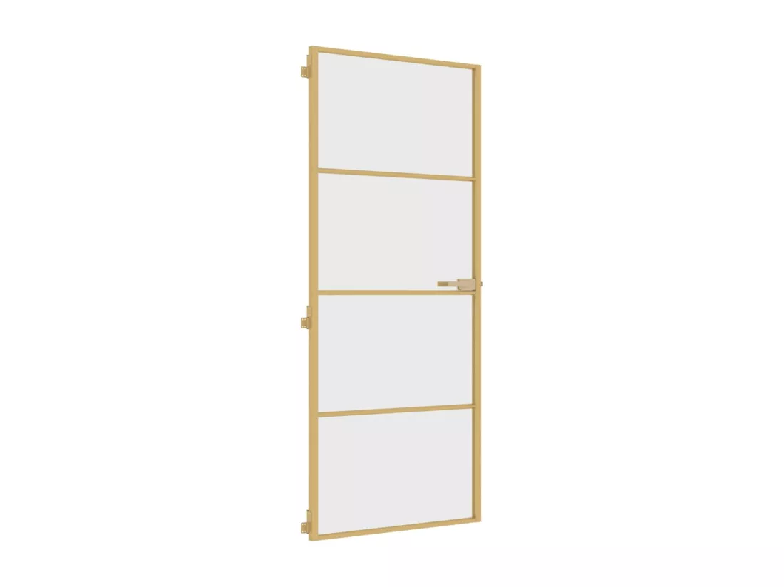 Porte intérieure mince doré 83x201,5 cm verre trempé aluminium