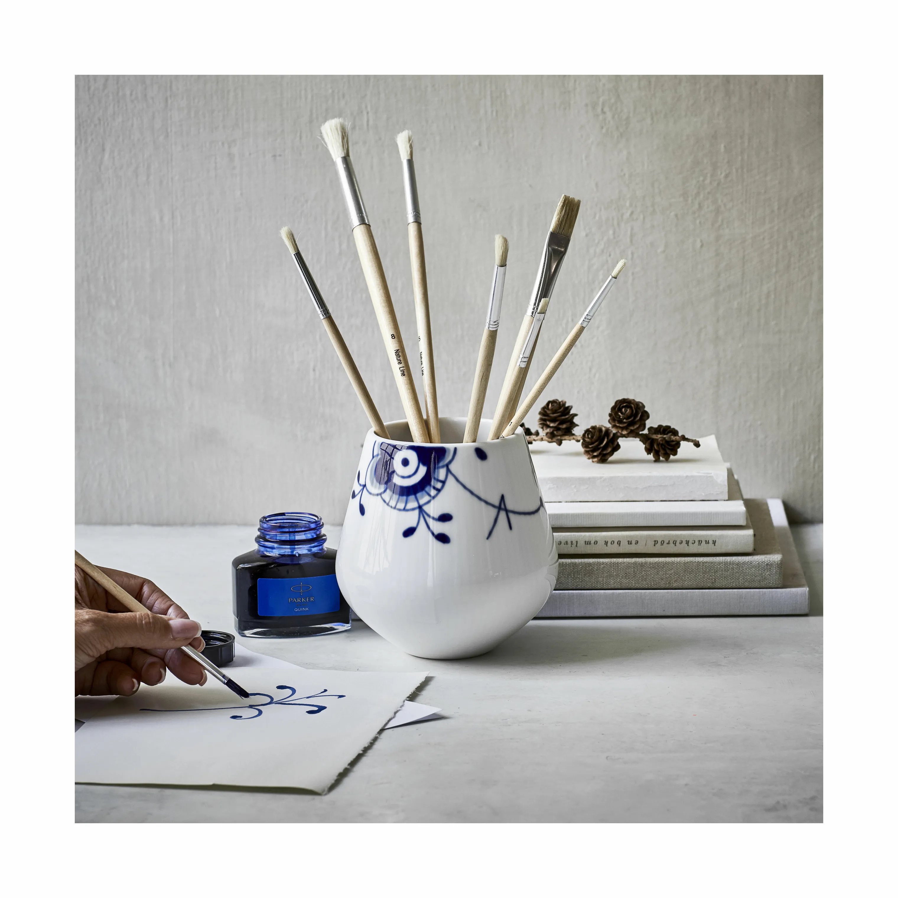 Royal Copenhagen Blå Mega Riflet Vase