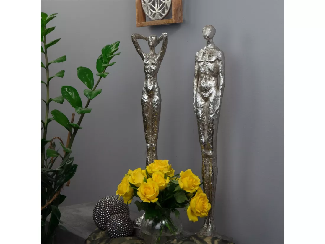 ENSEMBLE DE SCULPTURES Millénium 2 pièces Poly-artificiel argent