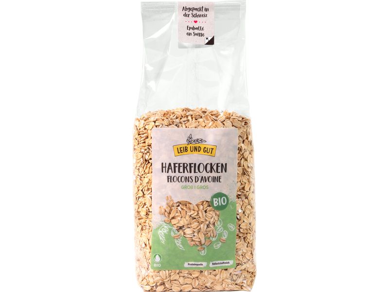 Leib und Gut Bio Hafer Flocken grob 500 g Grobblättrige Flocken in Bio-Qualität