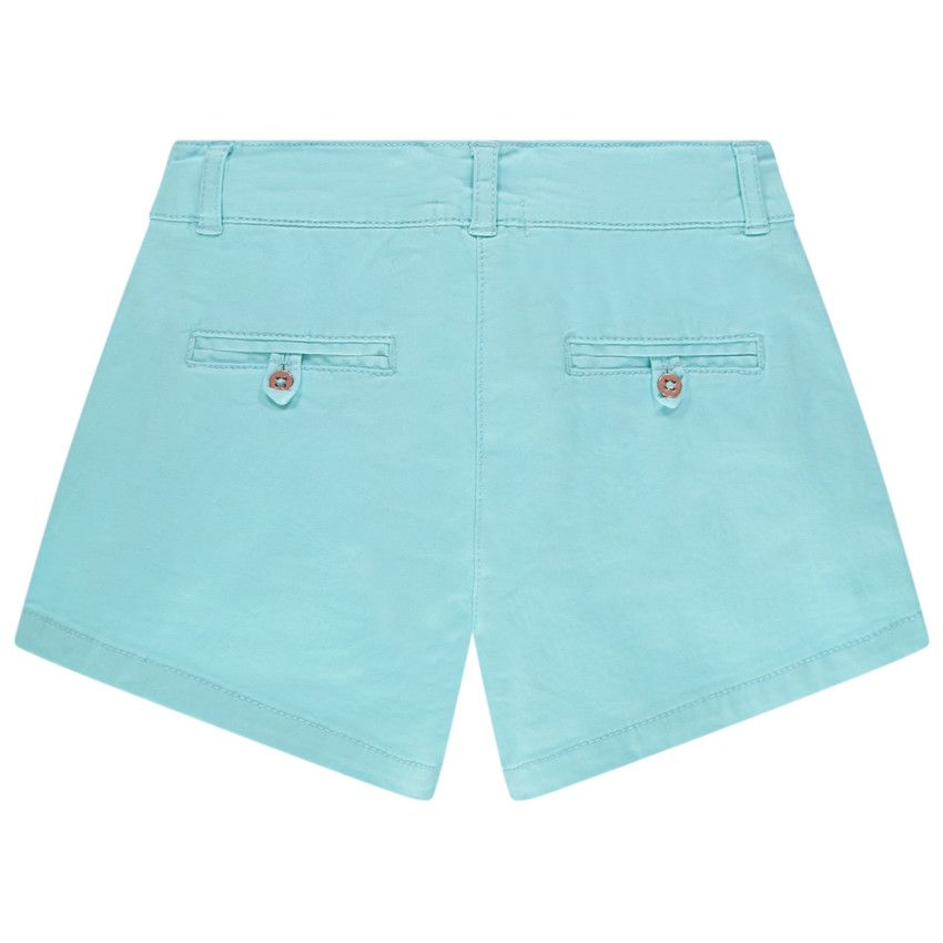 Short en satin de coton uni à poches volantées - Bleu