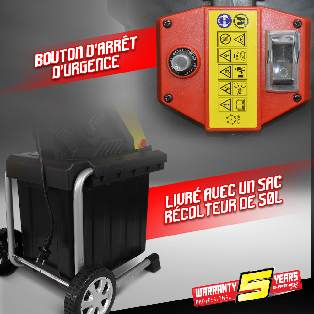 Broyeur de végétaux électrique 2500w - gardeo