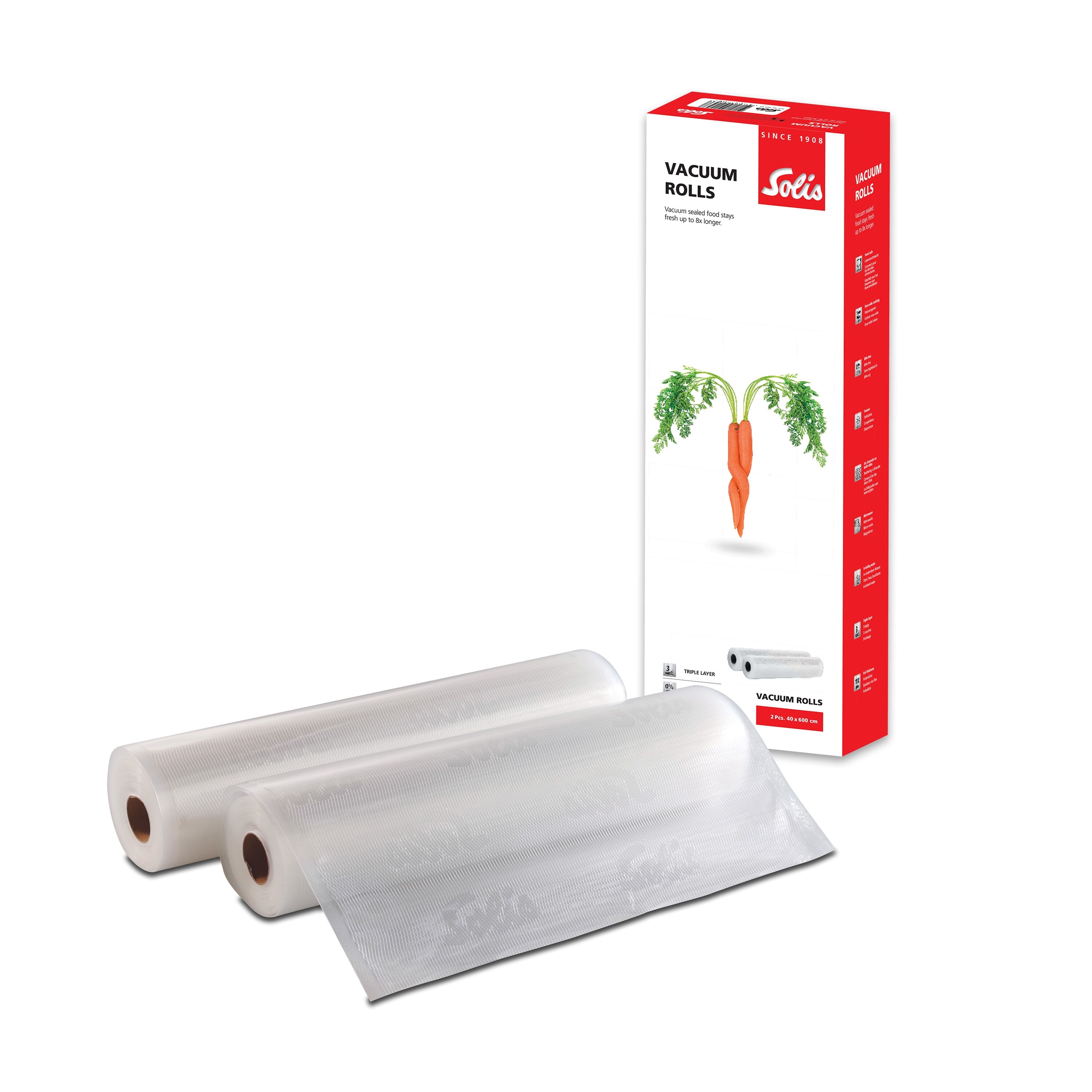 Solis Vakuumierfolie, 2 Rollen BPA-frei, 600x40 cm, Dicke 110 µm