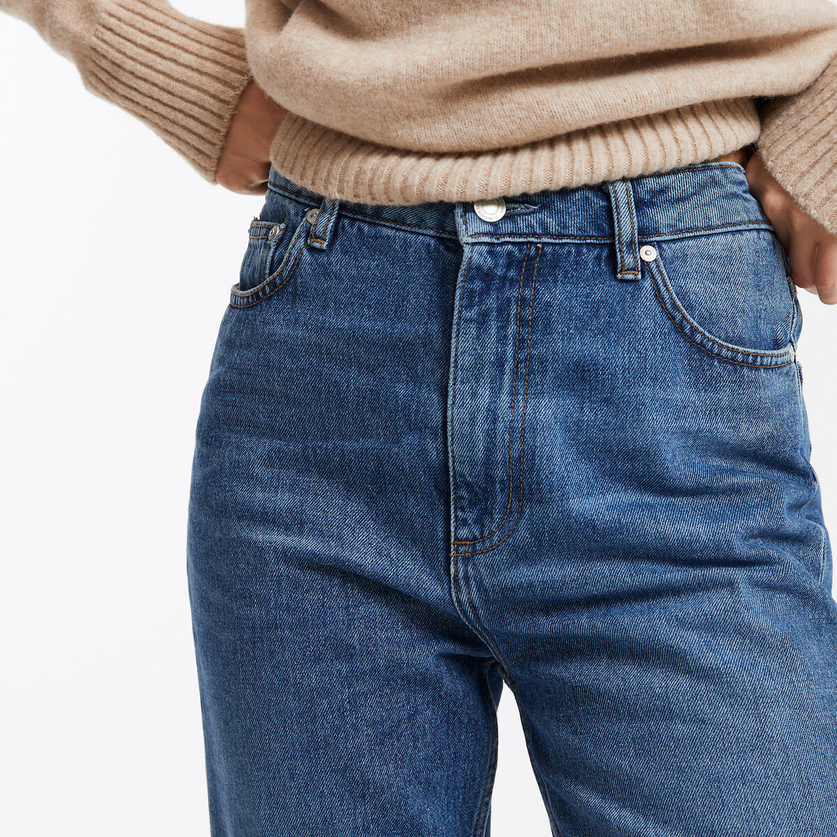 COLEÇÕES LA REDOUTE<br>Calça jeans regular, reta, cintura alta