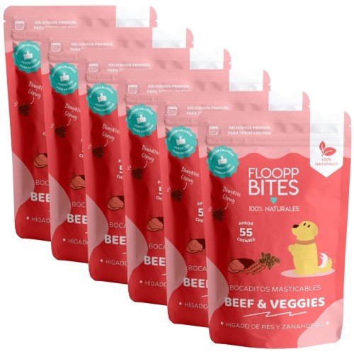 FlooppBITES petiscos macios e naturais com sabor de carne e vegetais para cães