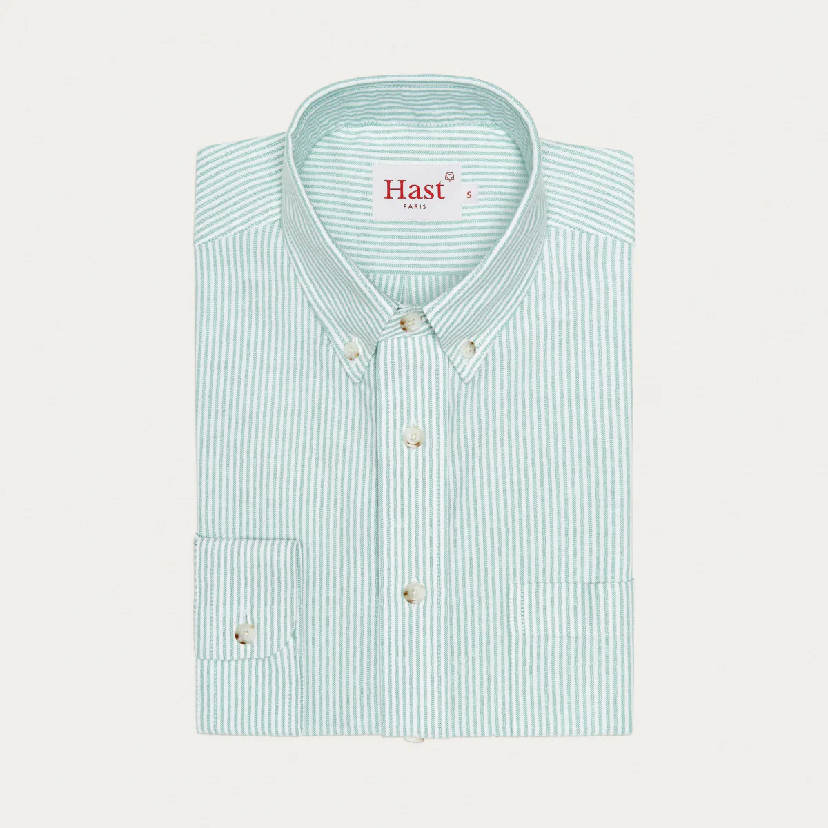 Green striped oxford shirt