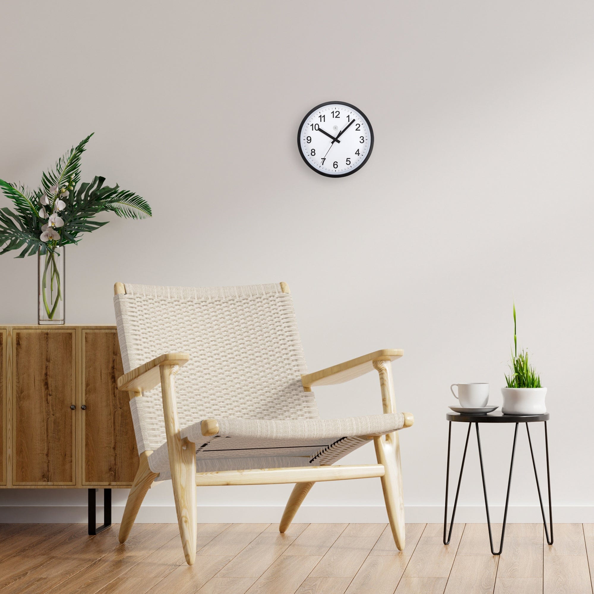 NeXtime - Wandklok 25.5cm-Stil-Zwart|Wit-Plastic-nXt 