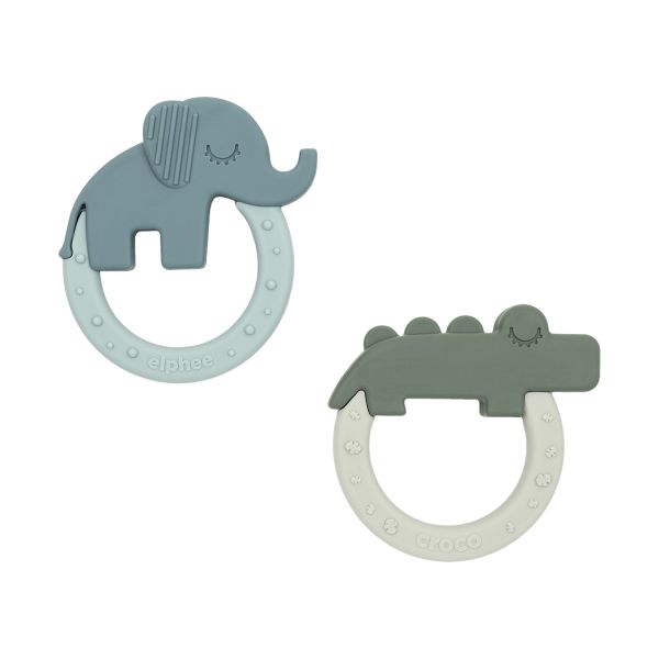 Done By Deer Bijtring Deer Friends Green/Blue 2-Pack