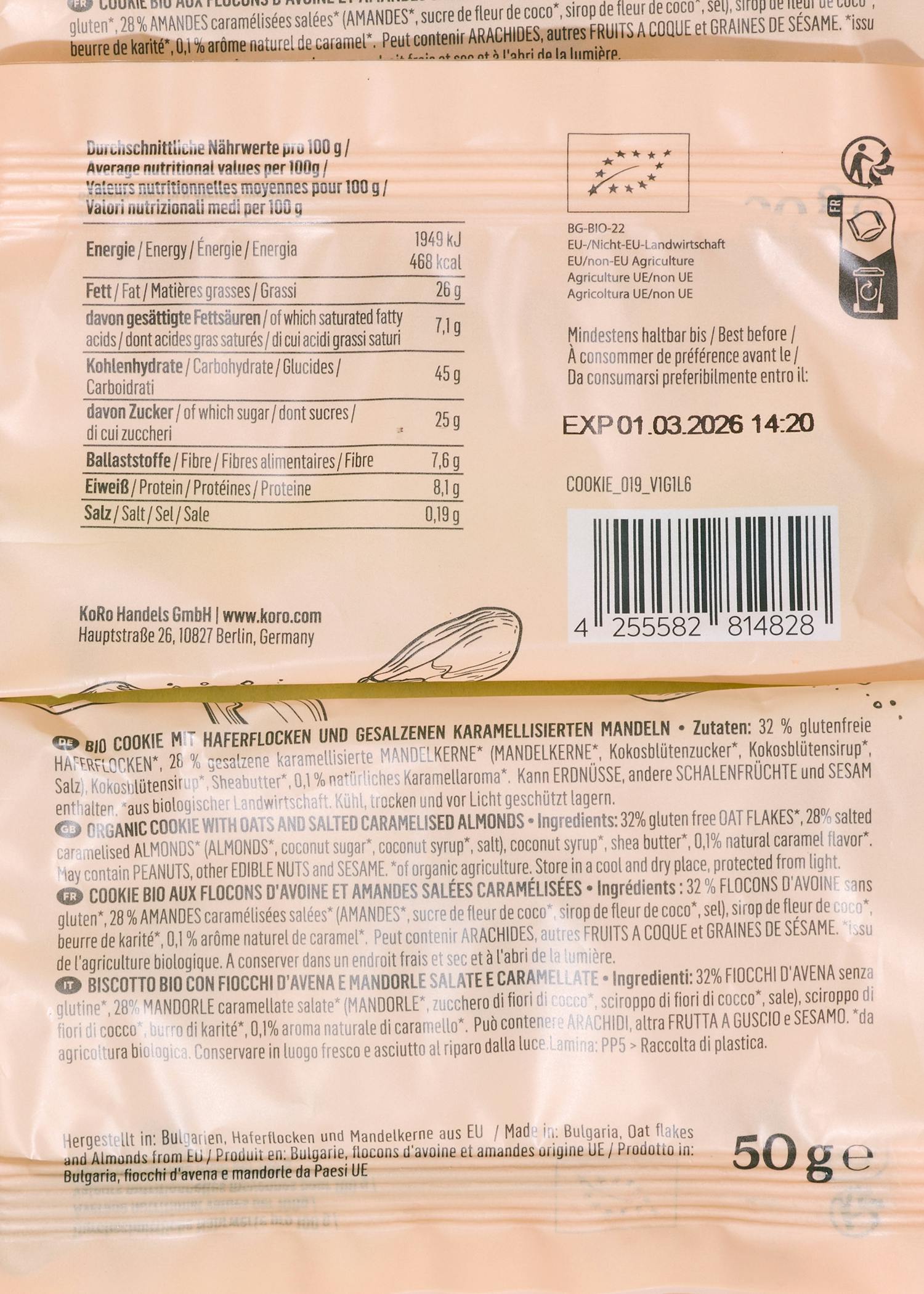 Bio Cookie Caramelized Almond 50 g