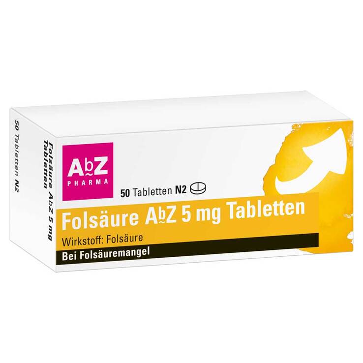 Folsäure AbZ 5 mg Tabletten, 50 St