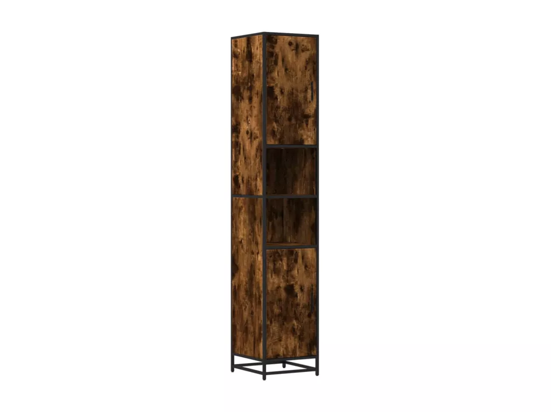 Armoire de salle de bain chêne fumé bois d'ingénierie et métal