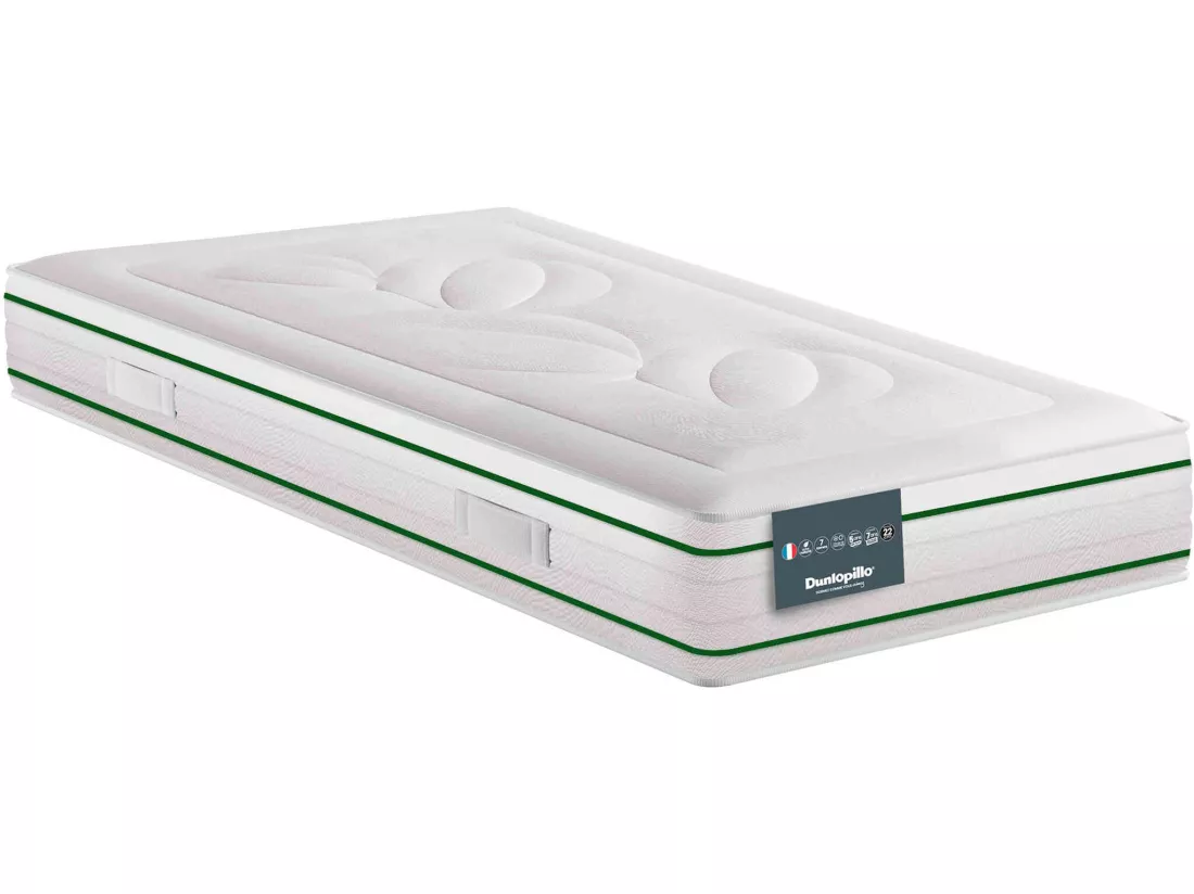 Matelas Dunlopillo 100% latex naturel ferme 7 zones 22cm HORTENSE 90x200