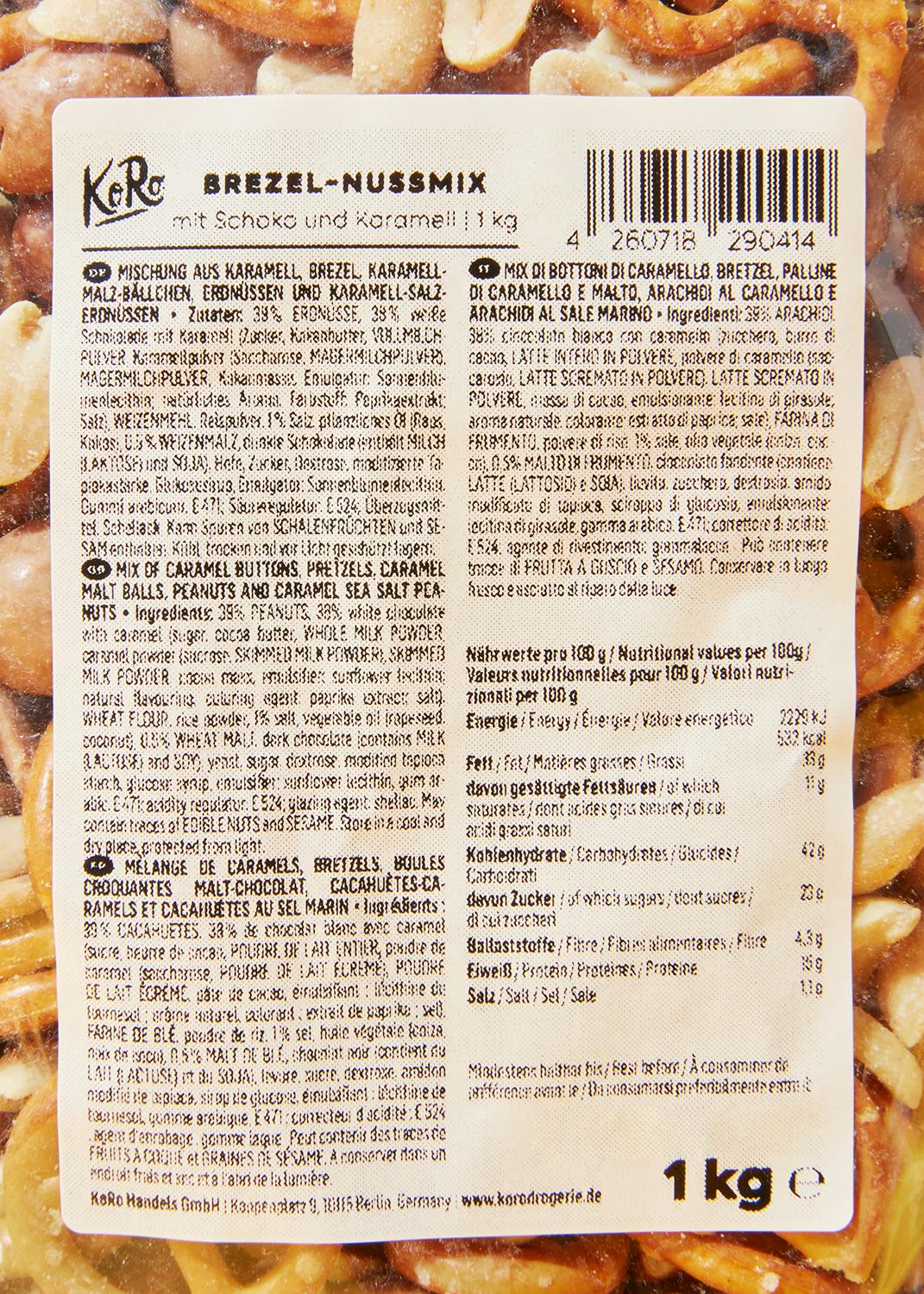 Brezel-Nussmix mit Schokolade und Karamell 1 kg