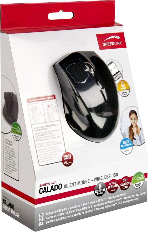 Speedlink - Calado Silent Wireless Mouse med USB Nano Receiver - Sort