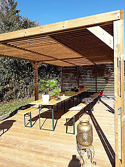 Pergola autoportante manuelle bois Habrita THO3562VT 3,41 x 6,26 m