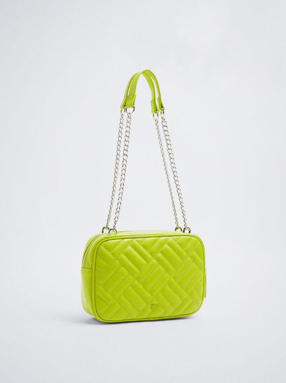 Bolsa acolchoada com corrente - Verde
