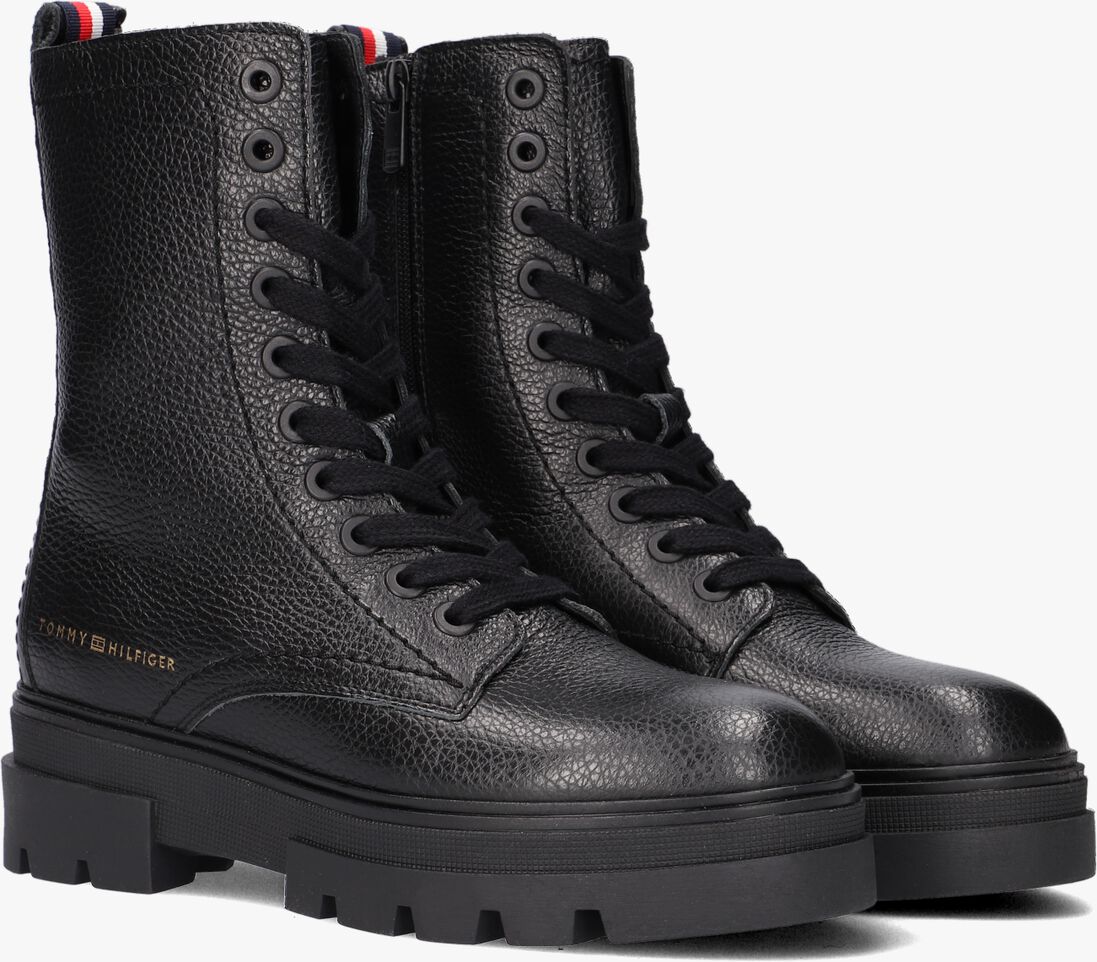 TOMMY HILFIGER zwarte tommy hilfiger veterboots monochromatic lace up boot