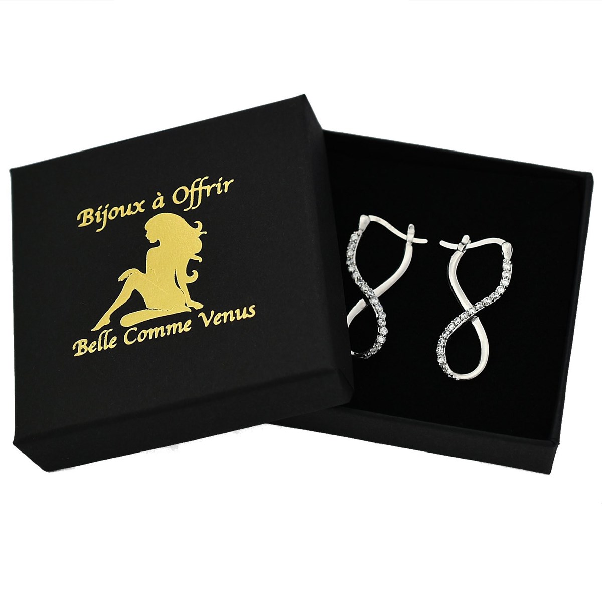 Boucles d'oreilles créole infini oxyde de zirconium Argent 925 Rhodié
