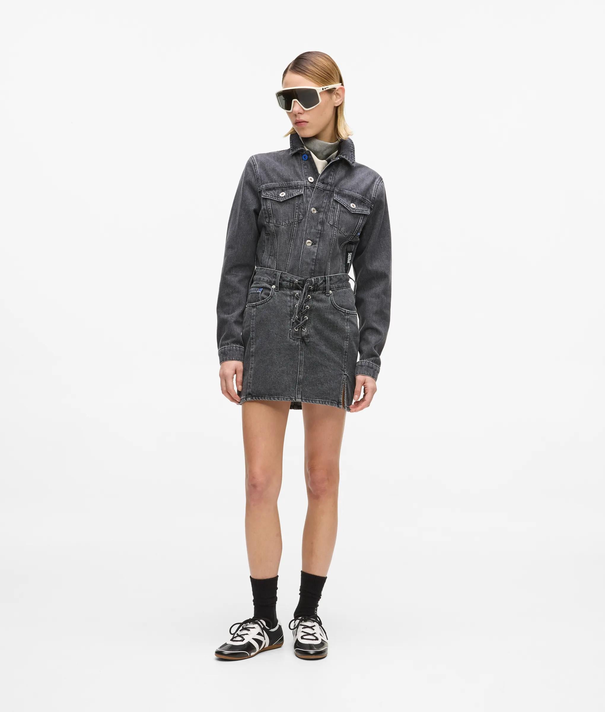 Denim veters mini rok