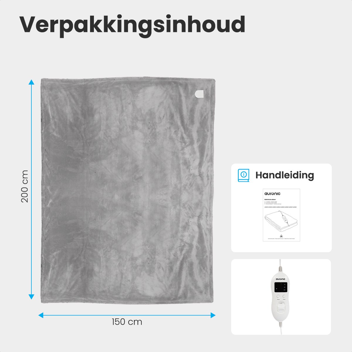Auronic 2-persoons elektrische deken - Light Grey