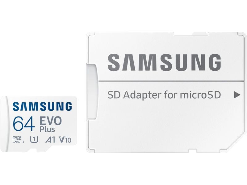 Samsung microSDXC-Karte Evo Plus 64 GB Auf Geschwindigkeit optimierte microSD Speicherkarte mit SD-Adapter